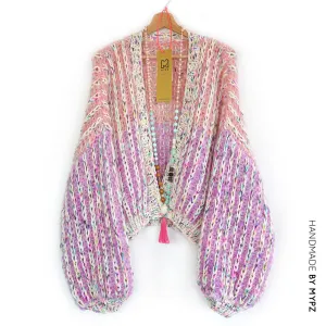 MYPZ Short Chunky Mohair Rib Cardigan Blush