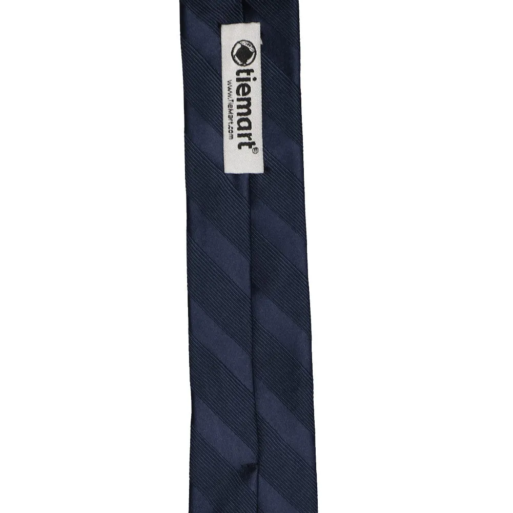 Navy Blue Elite Striped Skinny Necktie, 2" Width