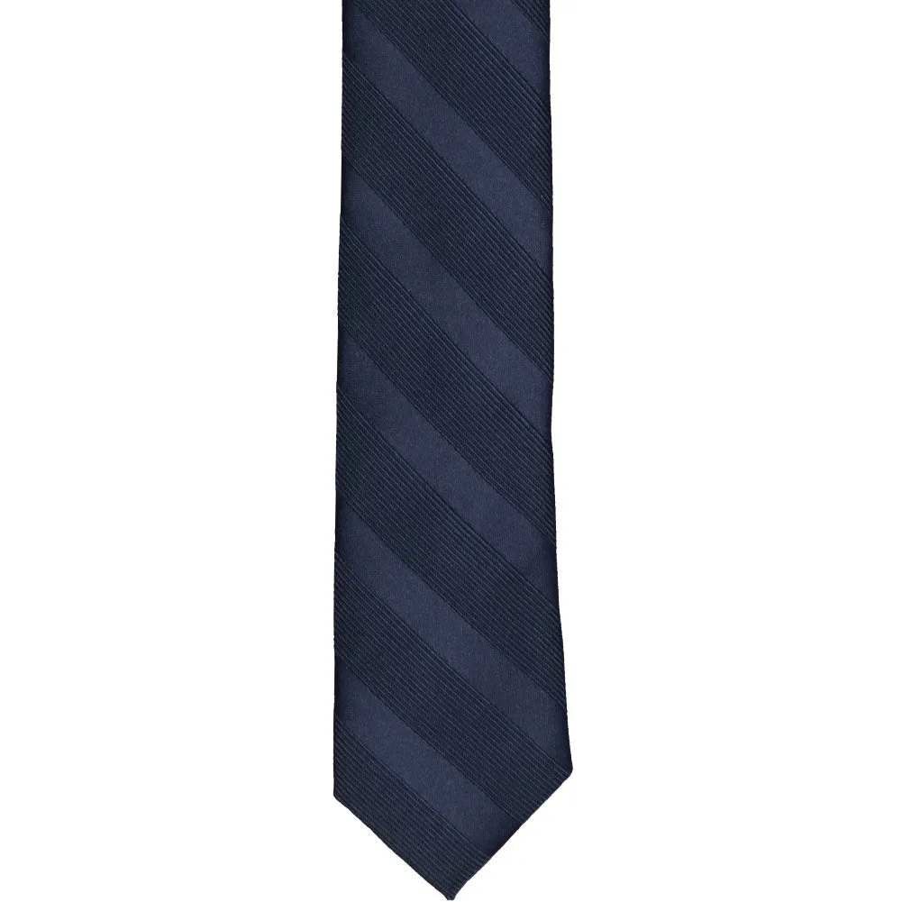 Navy Blue Elite Striped Skinny Necktie, 2" Width