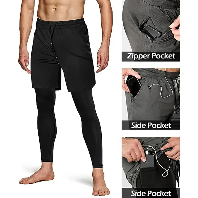 New OB 2 in 1 Compression Running Pants