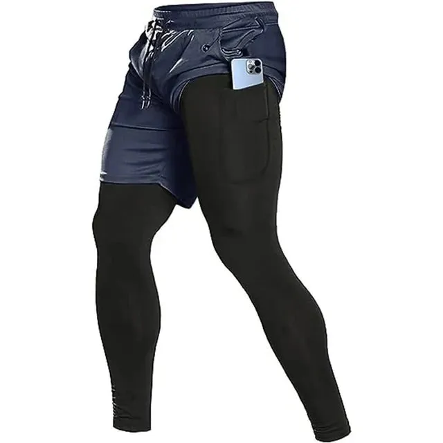 New OB 2 in 1 Compression Running Pants