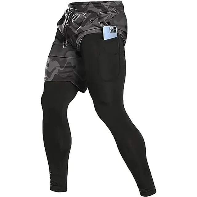 New OB 2 in 1 Compression Running Pants