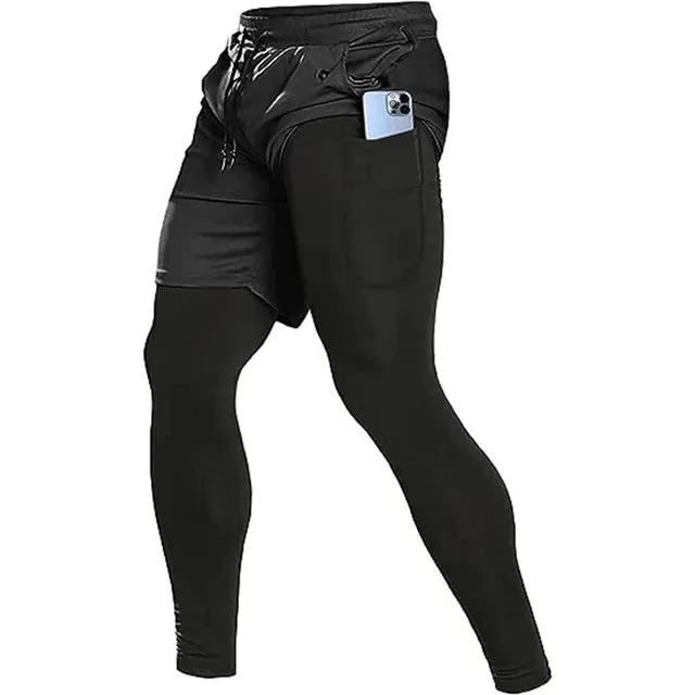 New OB 2 in 1 Compression Running Pants