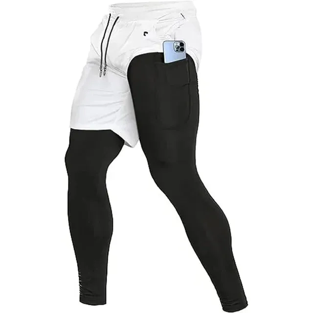New OB 2 in 1 Compression Running Pants