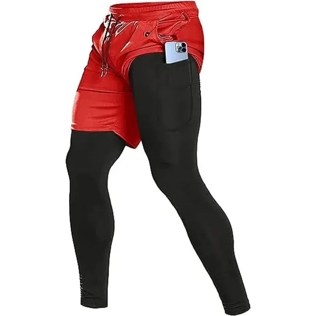 New OB 2 in 1 Compression Running Pants