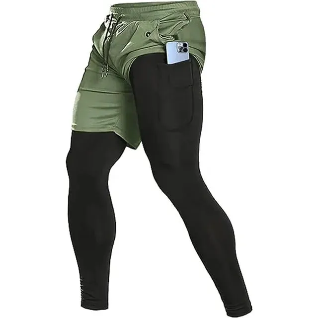 New OB 2 in 1 Compression Running Pants