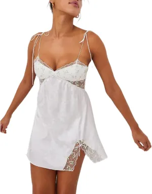 Nituyy White Mini Dress for Women Ruffle A Line Graduation Short Dresses Spaghetti Strap Concert Prom Party Beach Y2K Dress