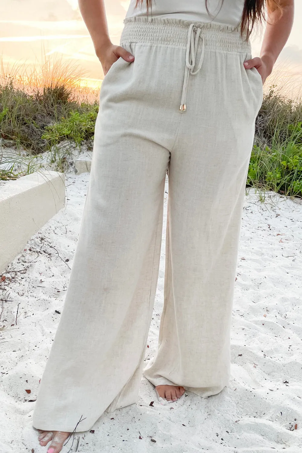 Plus Size Smocked High Waist Pants