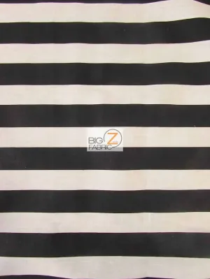 Poly Cotton 1 Inch Stripe Fabric  / Black/White / Sold By The Yard