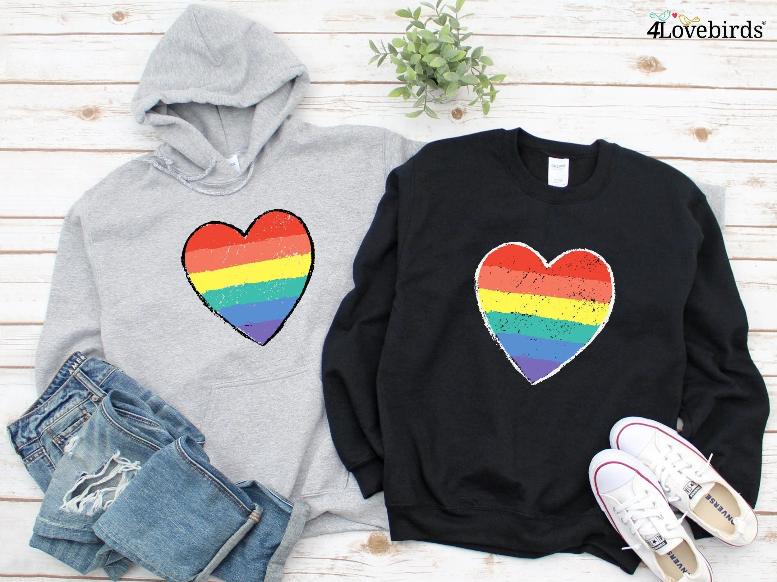 Pride Heart Hoodie, LGBTQ Support Tee, Rainbow Heart T-shirt, LGBT Heart, Rainbow Shirt, Pride Rainbow T-shirt, Rainbow Love, LGBT Pride Tee