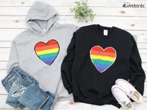 Pride Heart Hoodie, LGBTQ Support Tee, Rainbow Heart T-shirt, LGBT Heart, Rainbow Shirt, Pride Rainbow T-shirt, Rainbow Love, LGBT Pride Tee