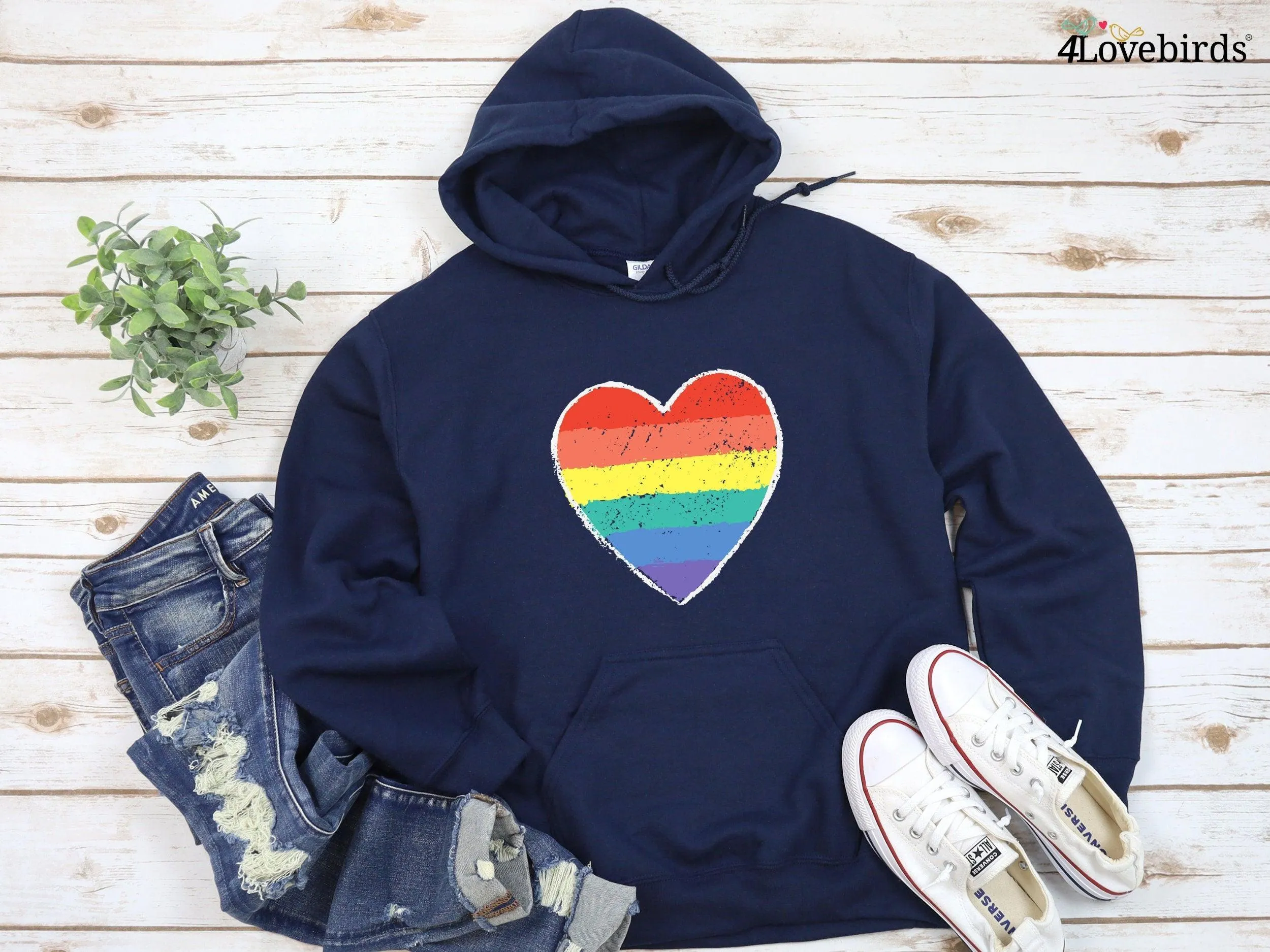 Pride Heart Hoodie, LGBTQ Support Tee, Rainbow Heart T-shirt, LGBT Heart, Rainbow Shirt, Pride Rainbow T-shirt, Rainbow Love, LGBT Pride Tee