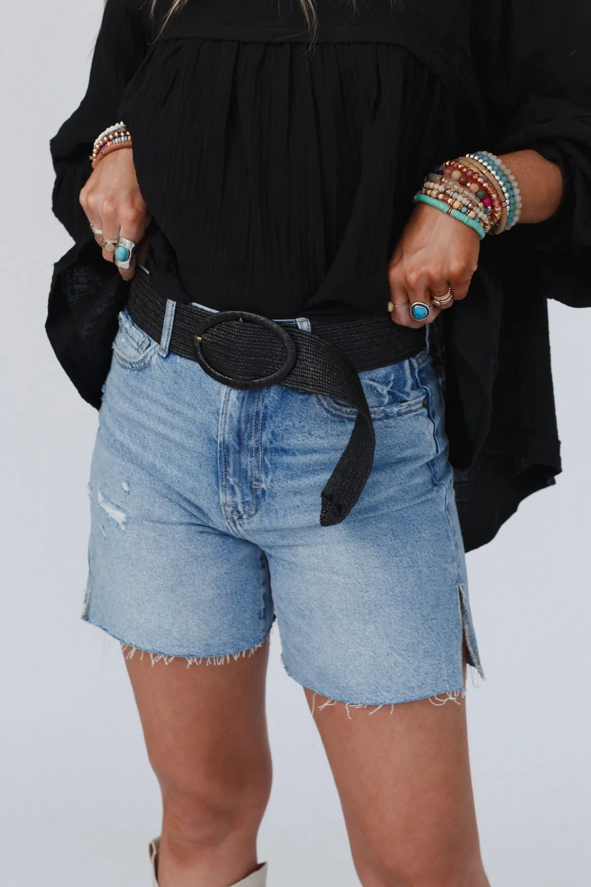 Rayah Raffia Belt - Black