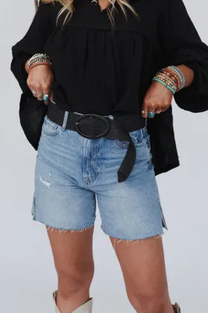 Rayah Raffia Belt - Black