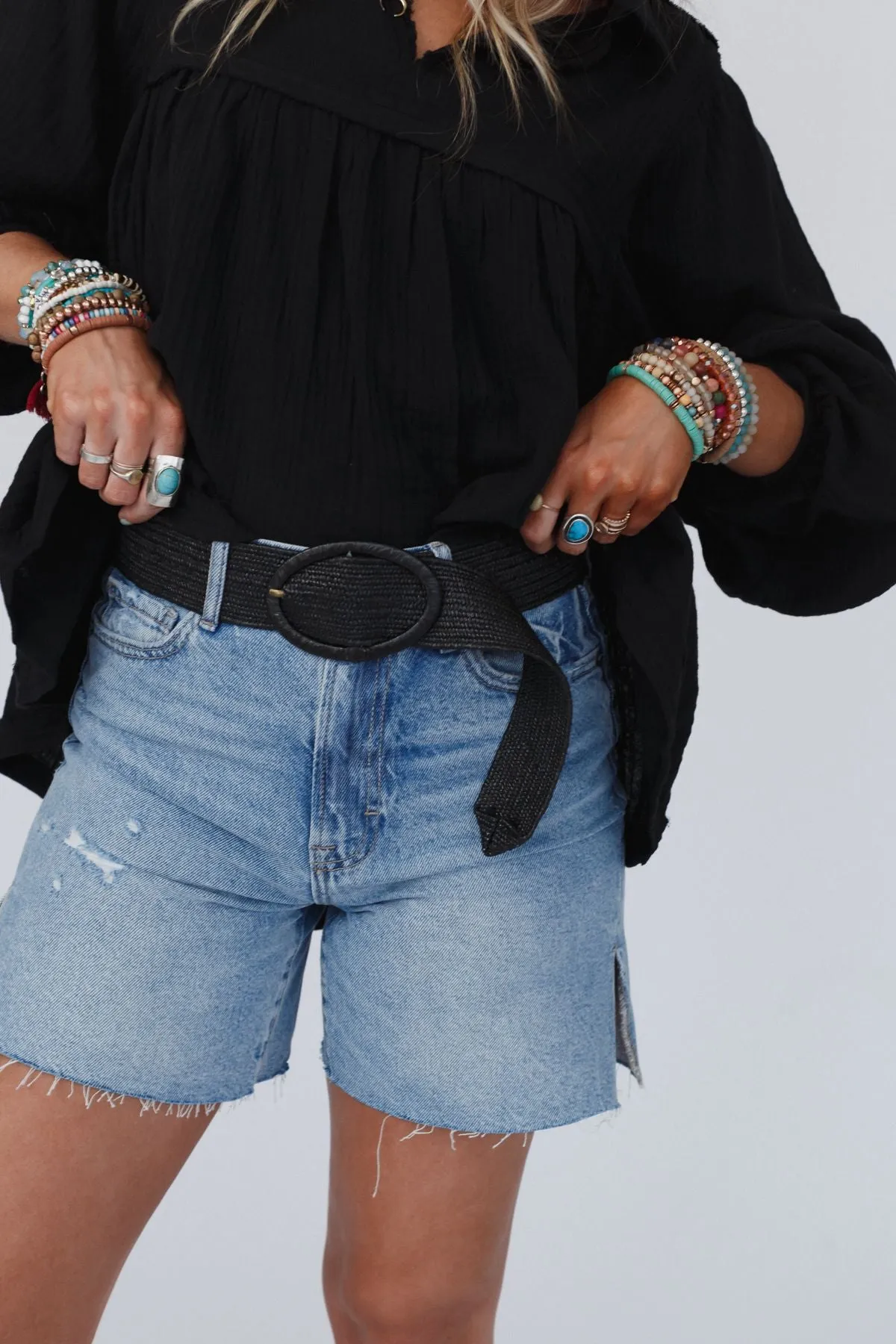 Rayah Raffia Belt - Black