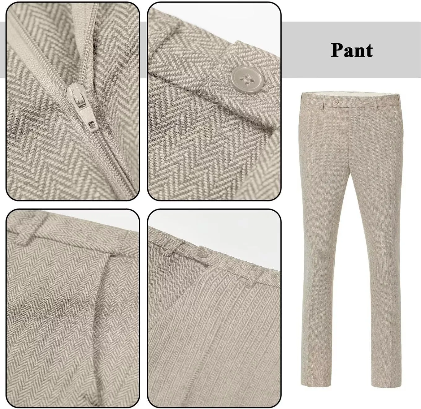 Retro 3 Piece Boys Suit Tweed Herringbone Boy Suits Slim Fit Dress Tuxedos Set Prom Teens Kids Jacket Blazer Vest Pants