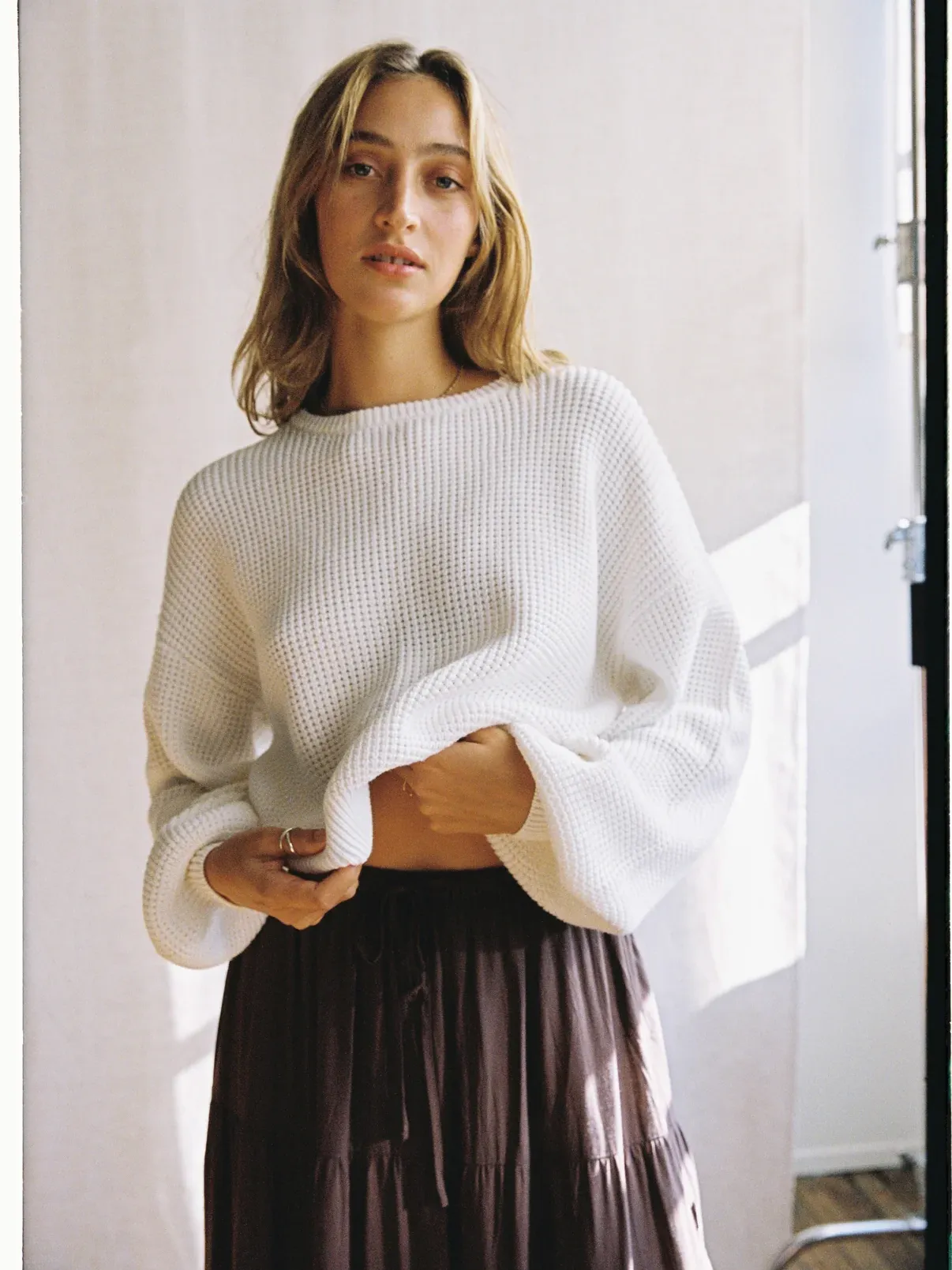 Rhythm - Classic KNIT JUMPER - WHITE
