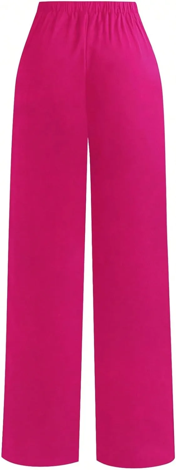 SECOLI 2024 Wide Leg Long Pant for Women Casual Solid Straight Leg Pants