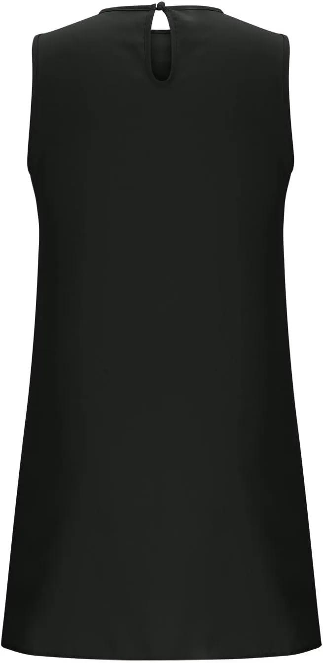 Short Summer Dresses for Women 2025 Round Neck Sleeveless Mini Dress Casual Beach Ruffle Hem A-Line Sundresses