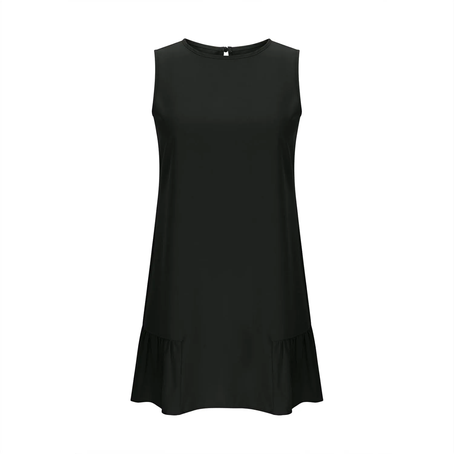 Short Summer Dresses for Women 2025 Round Neck Sleeveless Mini Dress Casual Beach Ruffle Hem A-Line Sundresses
