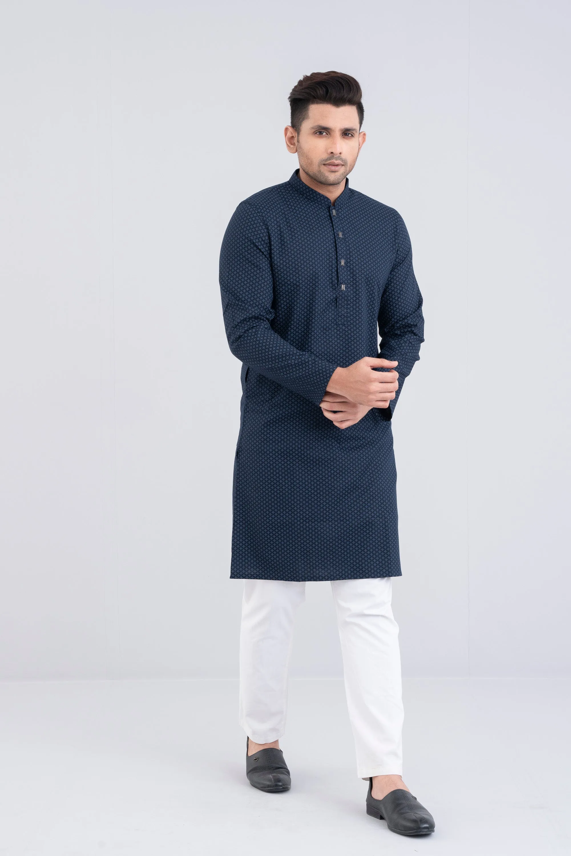 Slim Fit Semi-Formal Dobby Panjabi