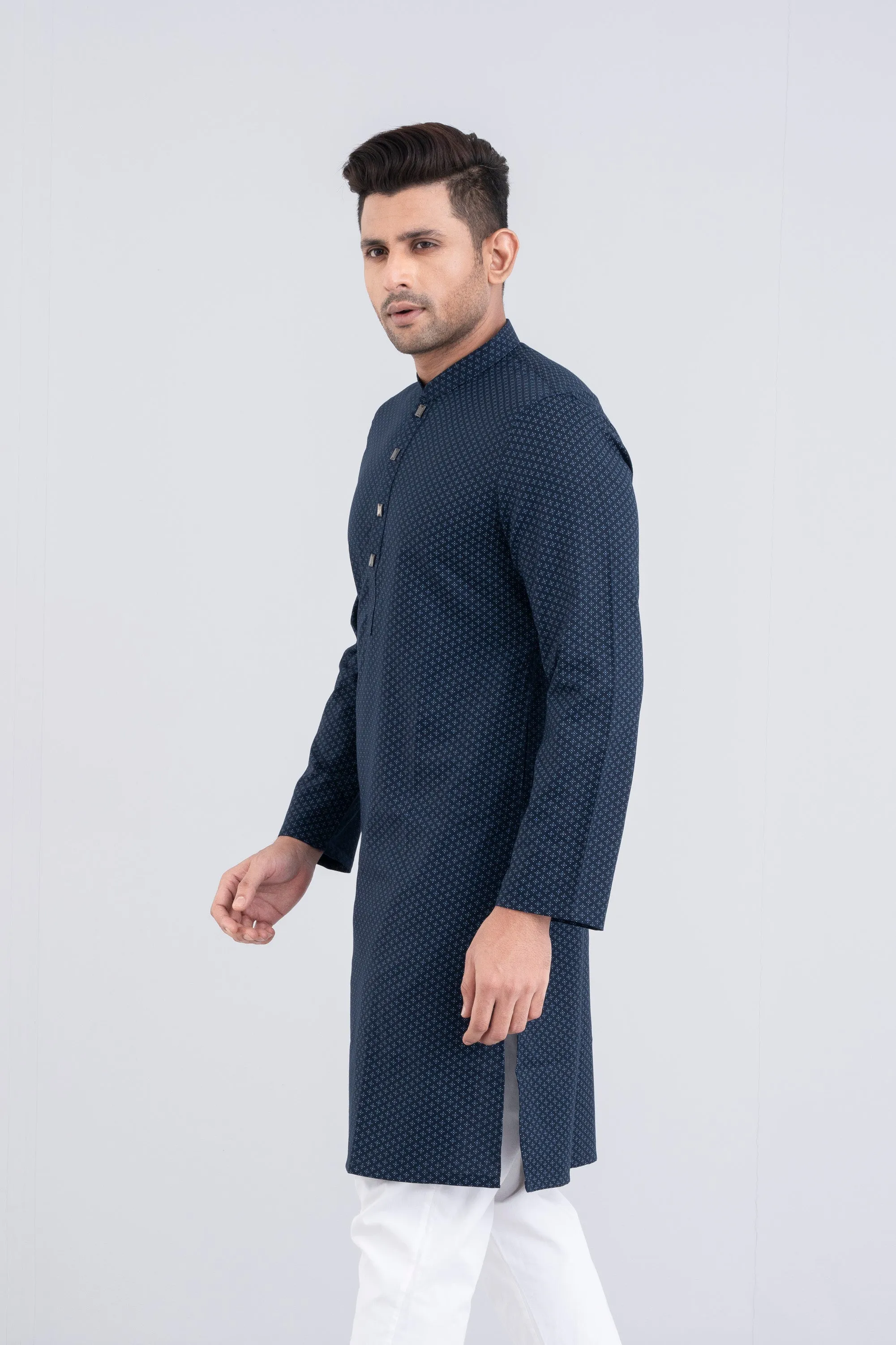 Slim Fit Semi-Formal Dobby Panjabi