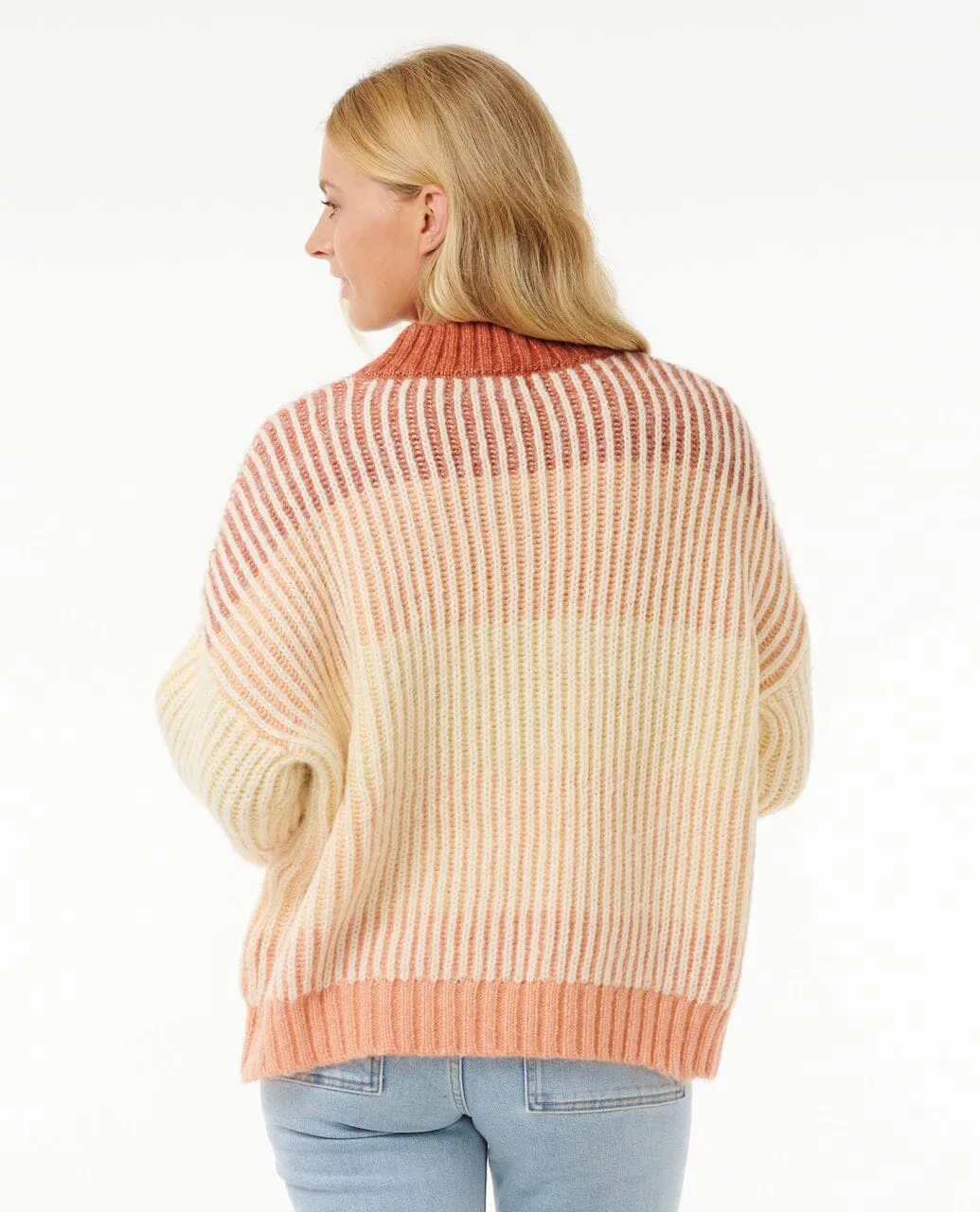 Soleil Rib Knit Crew - Burnt Red