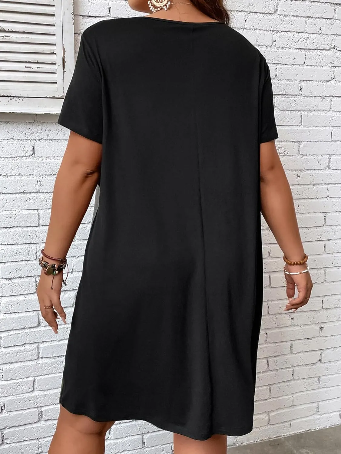 SOLY HUX Women's Plus Size Dress Color Block Short Sleeve T Shirt Dress Casual Summer Dresses