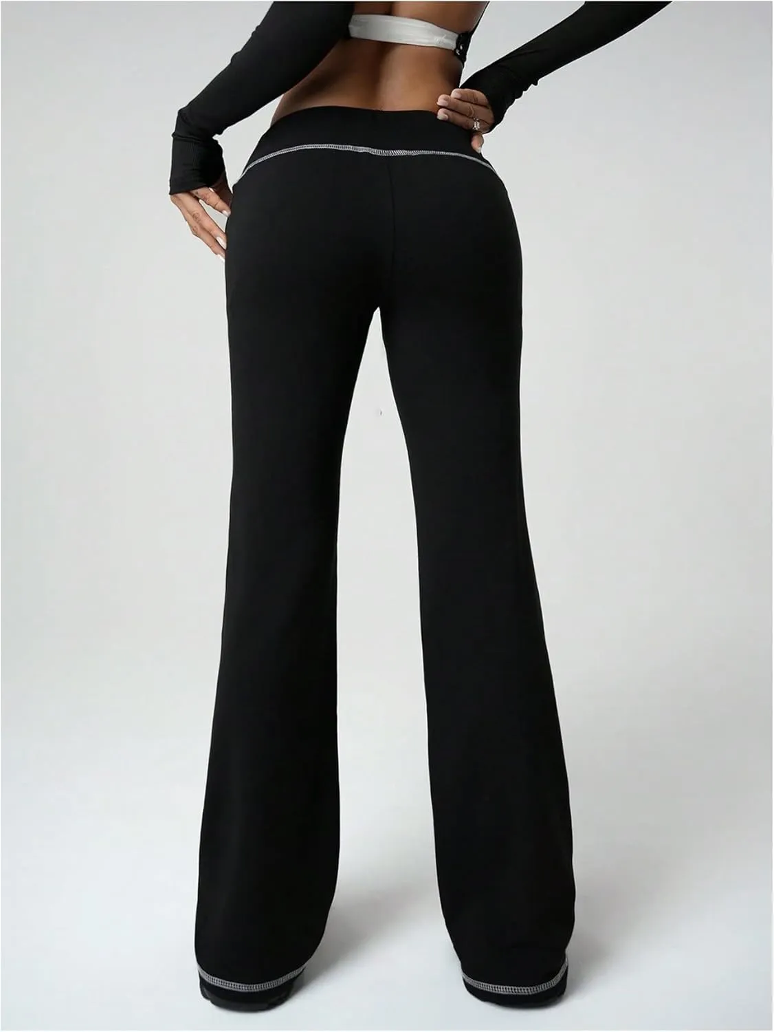 SOLY HUX Women's Y2k Sweatpants Drawstring Waist Flared Leggings Bell Bottom Yoga Pants