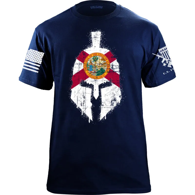 Spartan Helmet Florida Flag Distressed T-Shirt