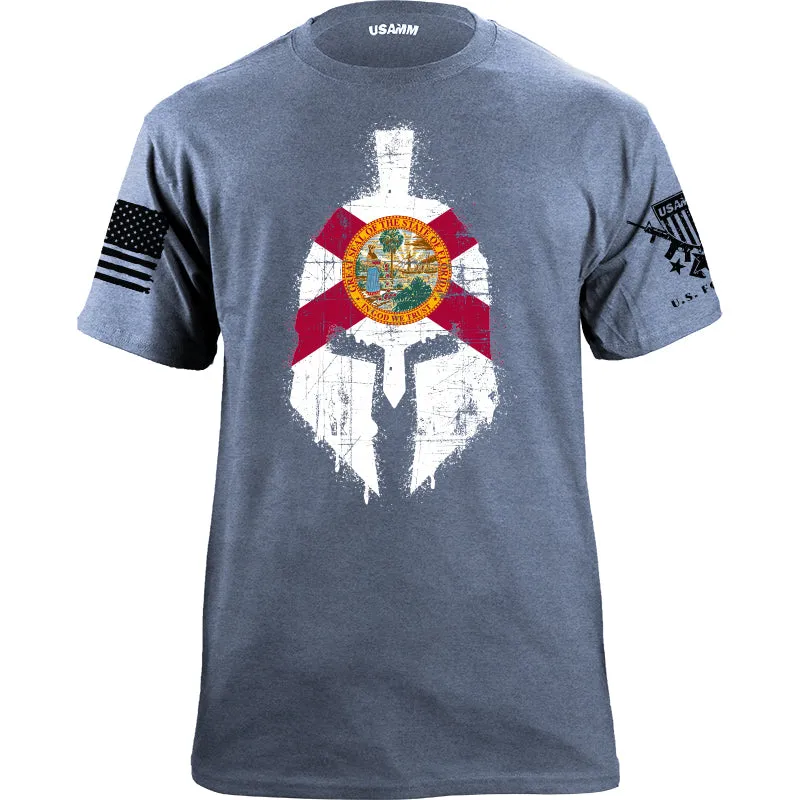 Spartan Helmet Florida Flag Distressed T-Shirt