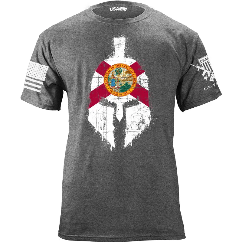 Spartan Helmet Florida Flag Distressed T-Shirt