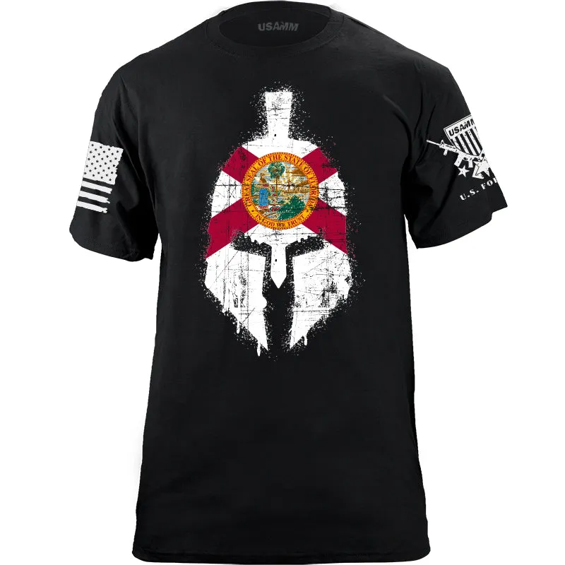 Spartan Helmet Florida Flag Distressed T-Shirt
