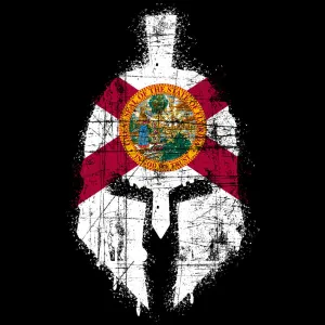 Spartan Helmet Florida Flag Distressed T-Shirt