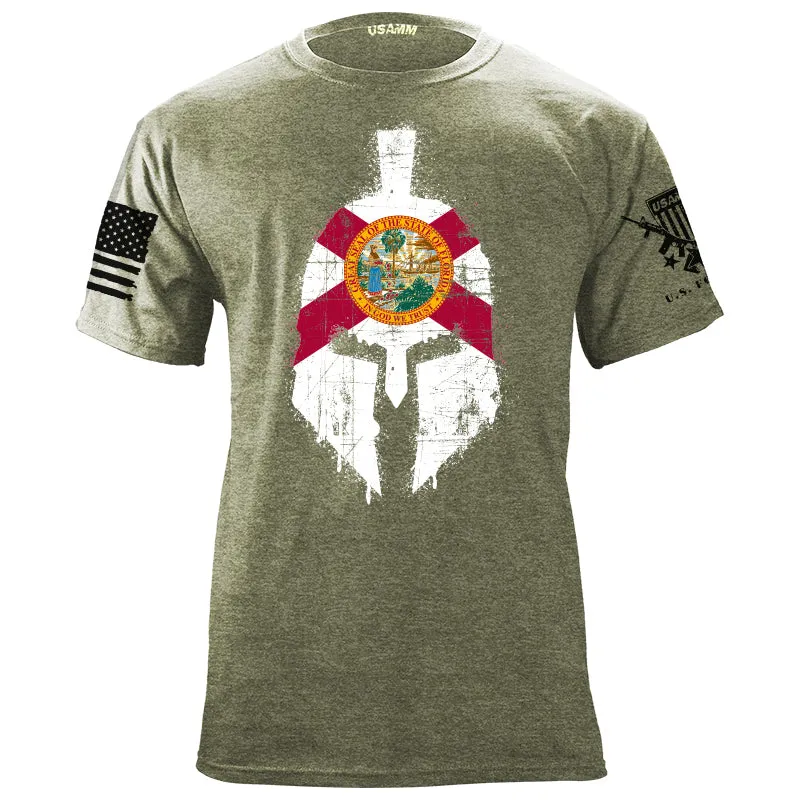 Spartan Helmet Florida Flag Distressed T-Shirt