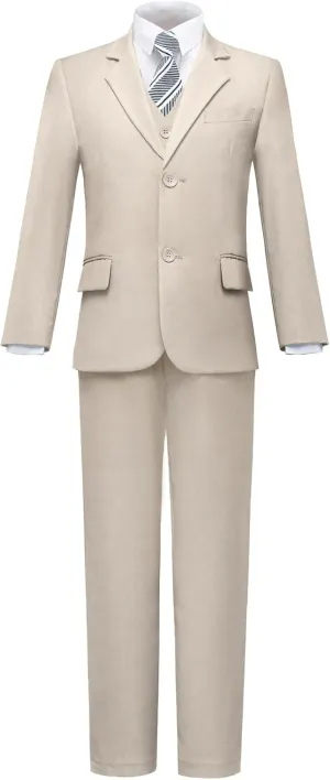 Suit for Boy Formal Slim Fit Tuxedo 5 Pieces Kids Toddler Wedding Outfit Blazer Pants Vest Set Boys Suits