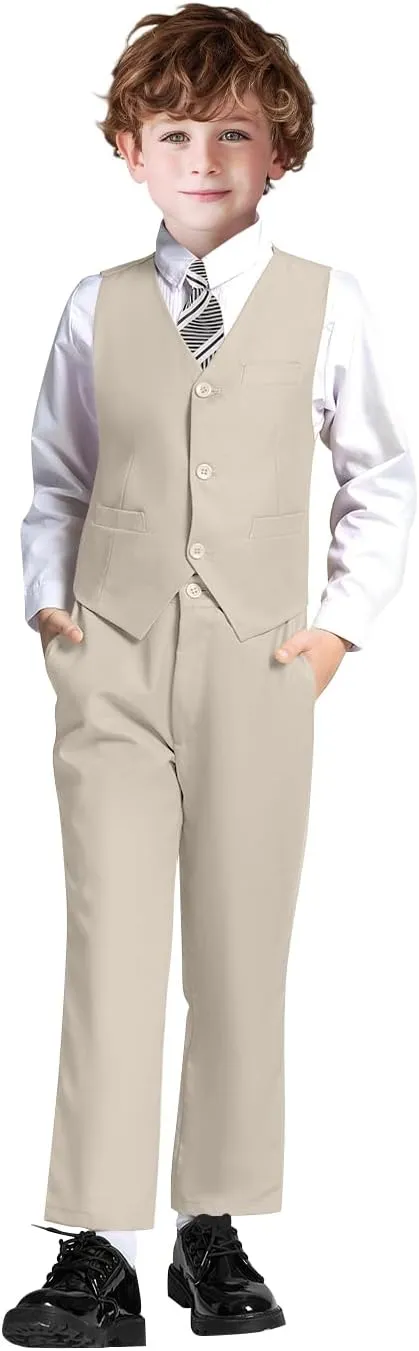 Suit for Boy Formal Slim Fit Tuxedo 5 Pieces Kids Toddler Wedding Outfit Blazer Pants Vest Set Boys Suits
