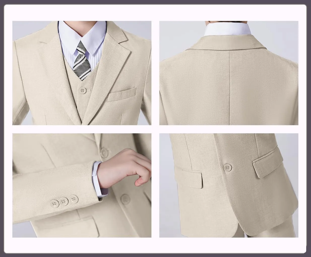 Suit for Boy Formal Slim Fit Tuxedo 5 Pieces Kids Toddler Wedding Outfit Blazer Pants Vest Set Boys Suits