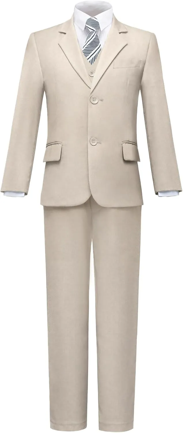 Suit for Boy Formal Slim Fit Tuxedo 5 Pieces Kids Toddler Wedding Outfit Blazer Pants Vest Set Boys Suits