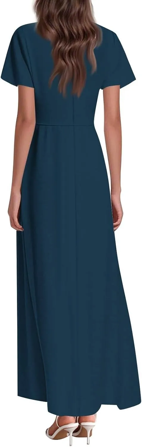 Summer Dress for Women 2025 Elegant Swing Flowy Ruffle V Neck Boho Sun Dresses Trendy Casual Vacation Long Sundresses