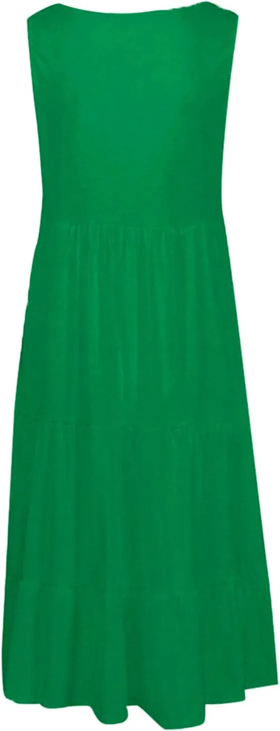 Sundresses for Women 2025 Sleeveless Cute Petite Mini Dress Tiered Summer Flowy Boho Sundress Beach Wear