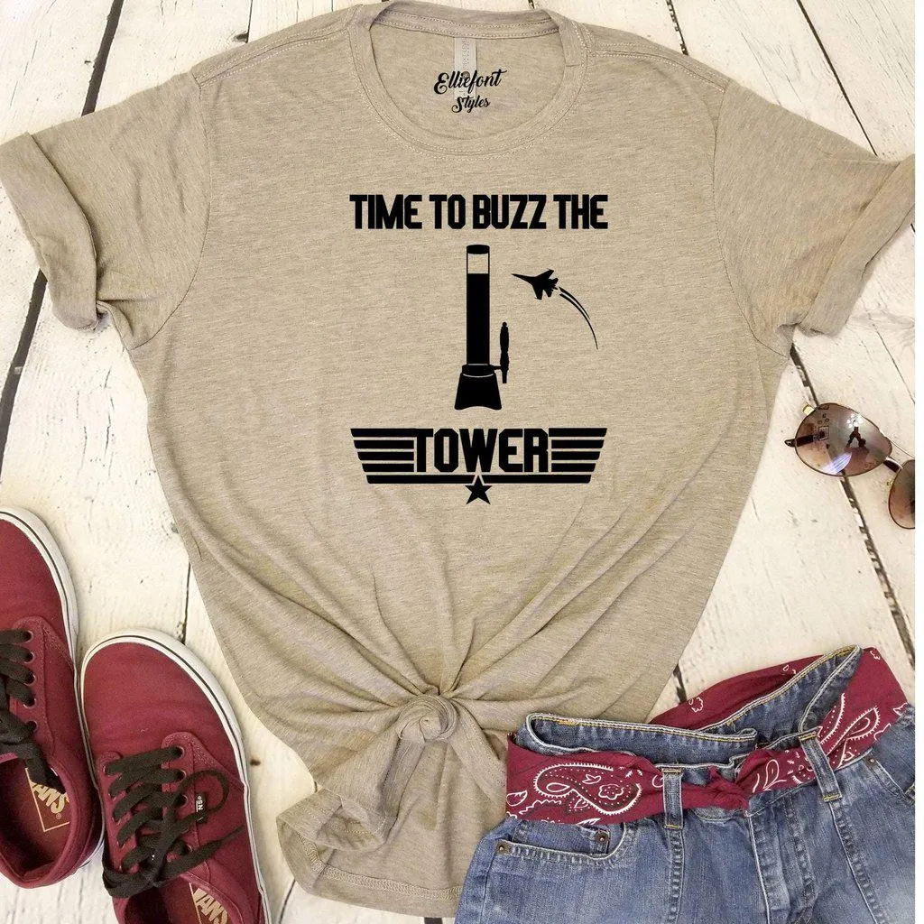 Time To Buzz The Tower | Beer Tower Shirt | Top Gun Movie Theme Shirts | Unisex Graphic Tee | Flight School | Maverick