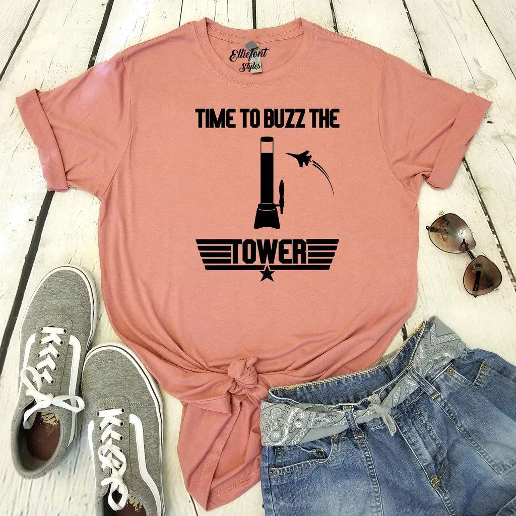 Time To Buzz The Tower | Beer Tower Shirt | Top Gun Movie Theme Shirts | Unisex Graphic Tee | Flight School | Maverick
