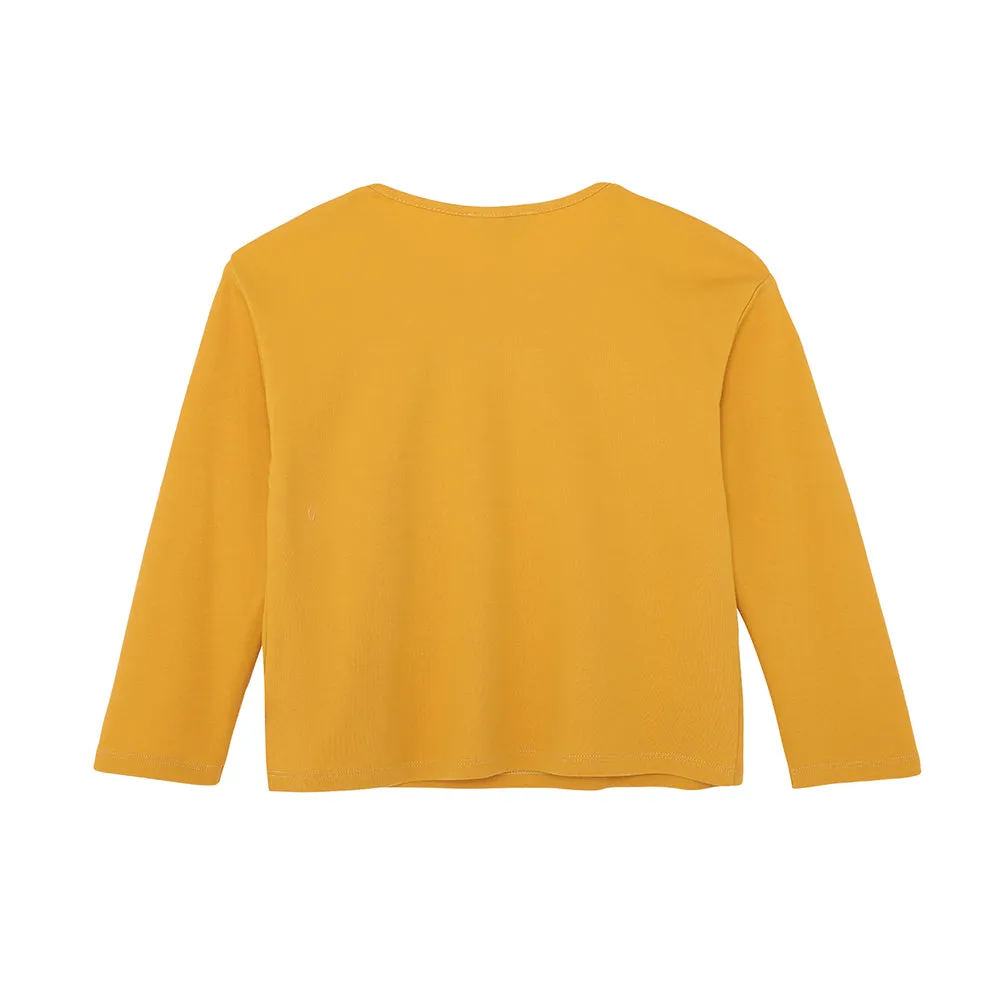 Vauva FW23 - Girls Cotton Long Sleeve Crewneck T-Shirt (Natural Yellow)