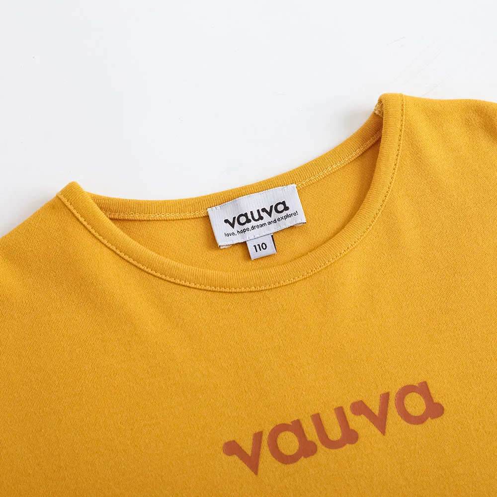 Vauva FW23 - Girls Cotton Long Sleeve Crewneck T-Shirt (Natural Yellow)