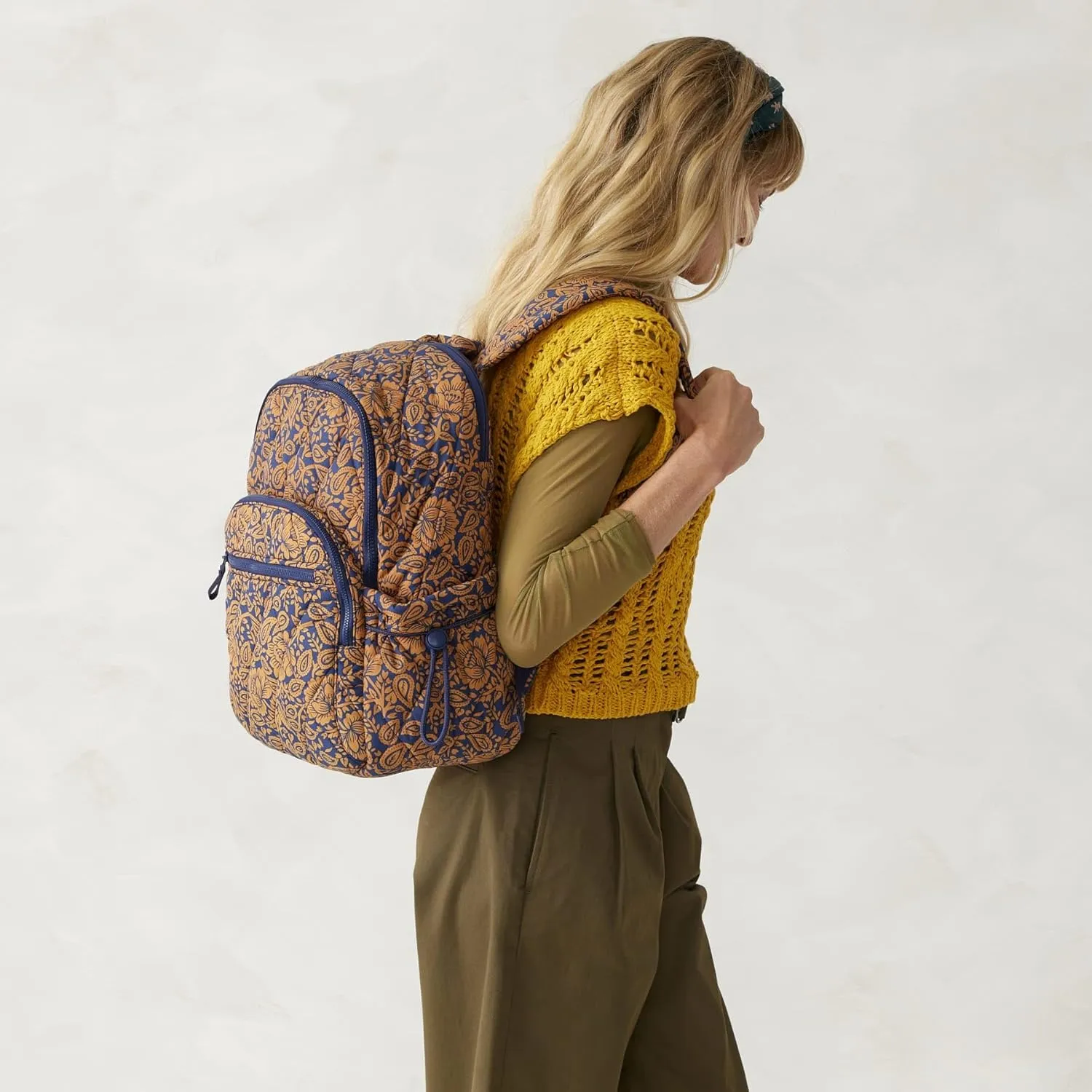 Vera Bradley Featherweight Bancroft Backpack, Lotus Montage Roasted Pecan