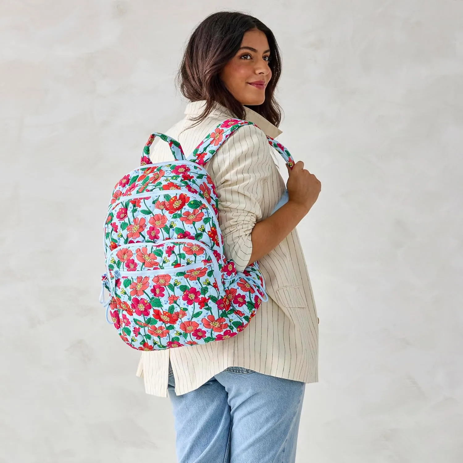 Vera Bradley Women's Disney Featherweight Bancroft Backpack, Mickey Meadow, One Size