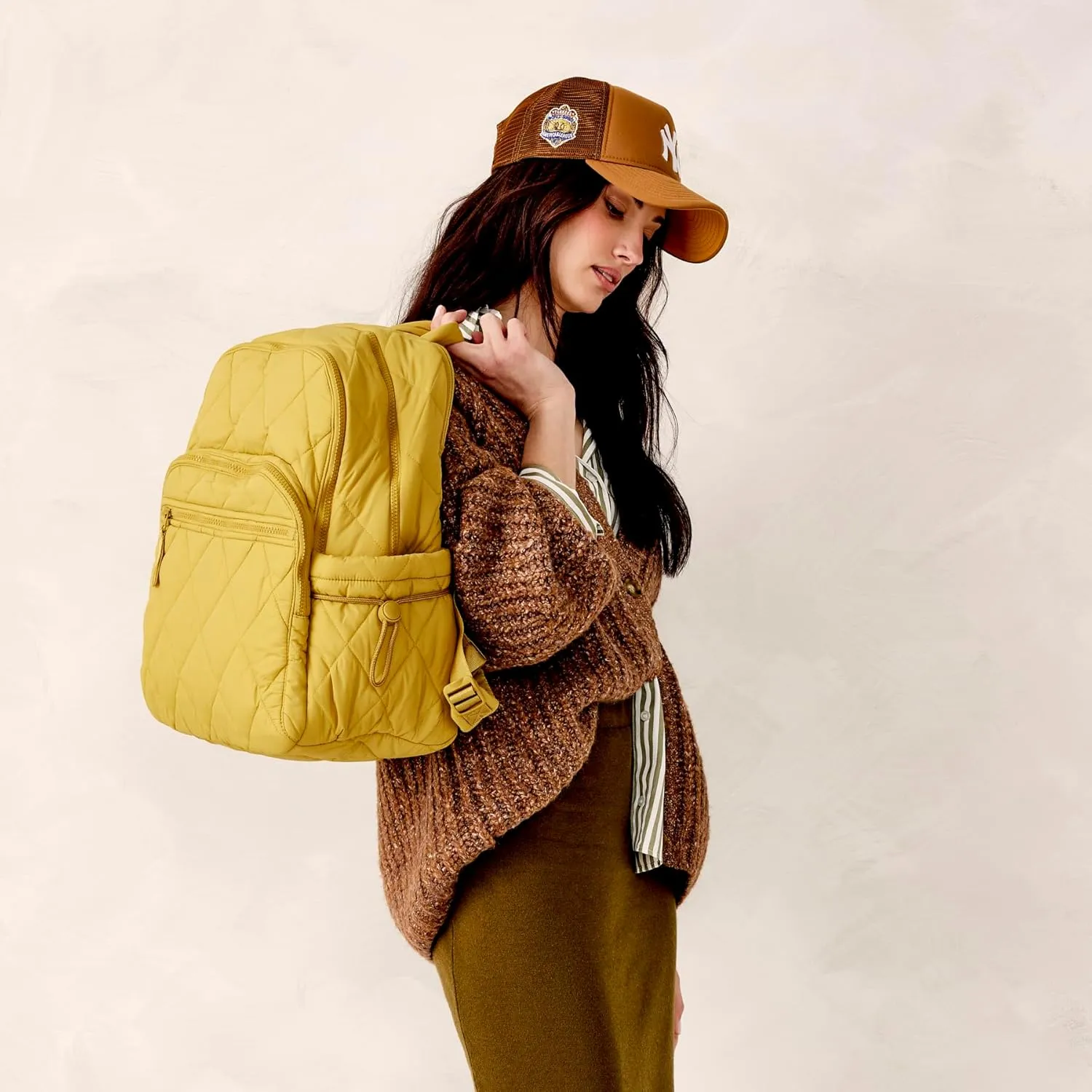 Vera Bradley Women's Featherweight Large Bancroft Backpack, Golden Olive, One Size