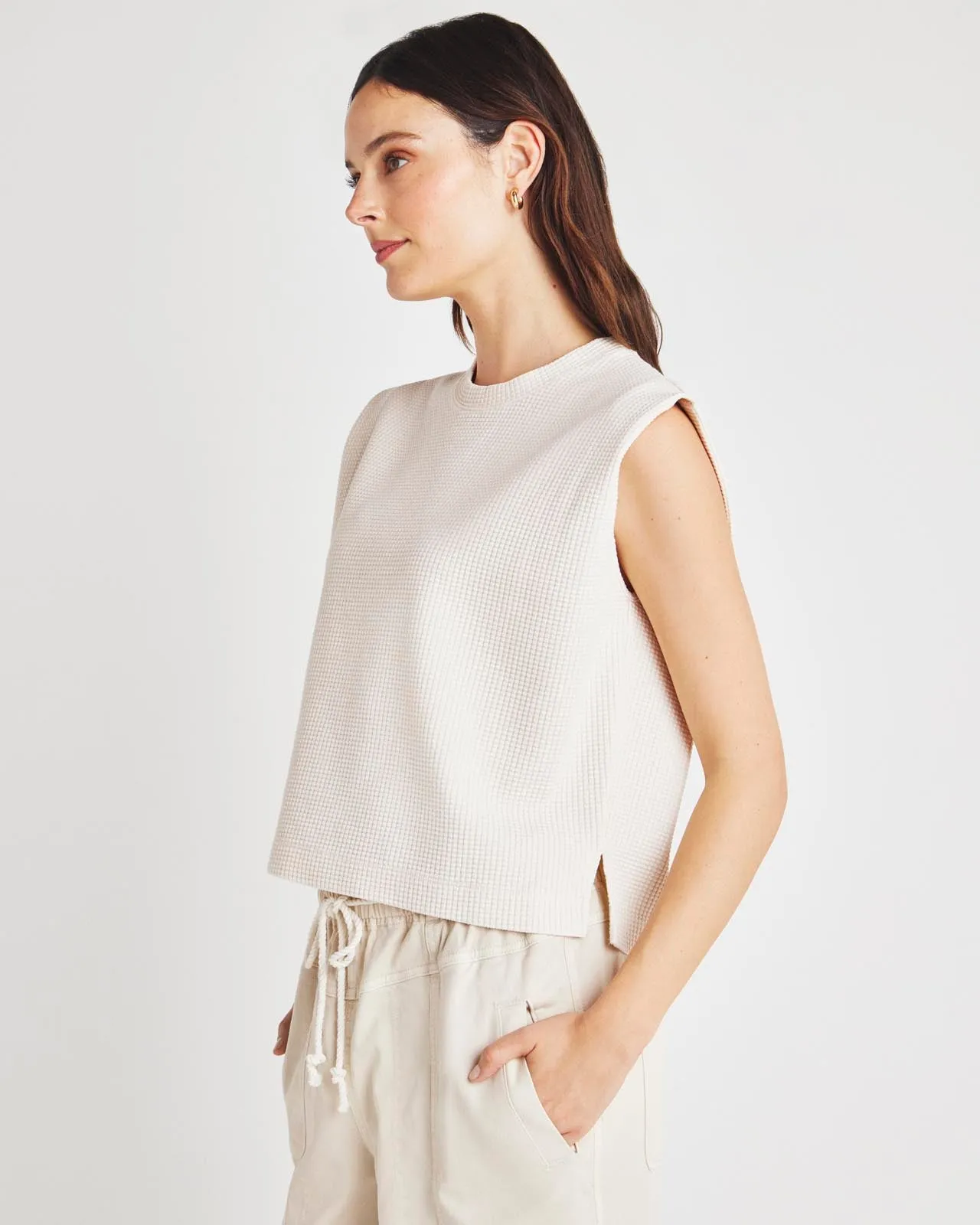 Waffle Short Sleeve Sweatshirt