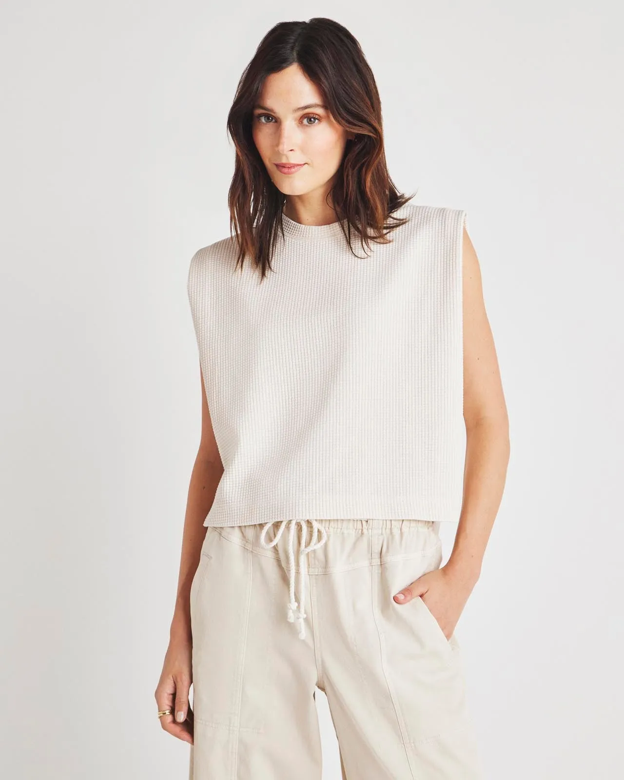 Waffle Short Sleeve Sweatshirt